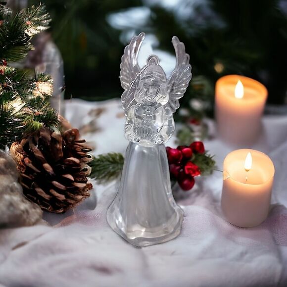 Acrylic Light Up Angel Ornament Color Changing Clear Christmas Holiday Guardian. - Picture 12 of 16